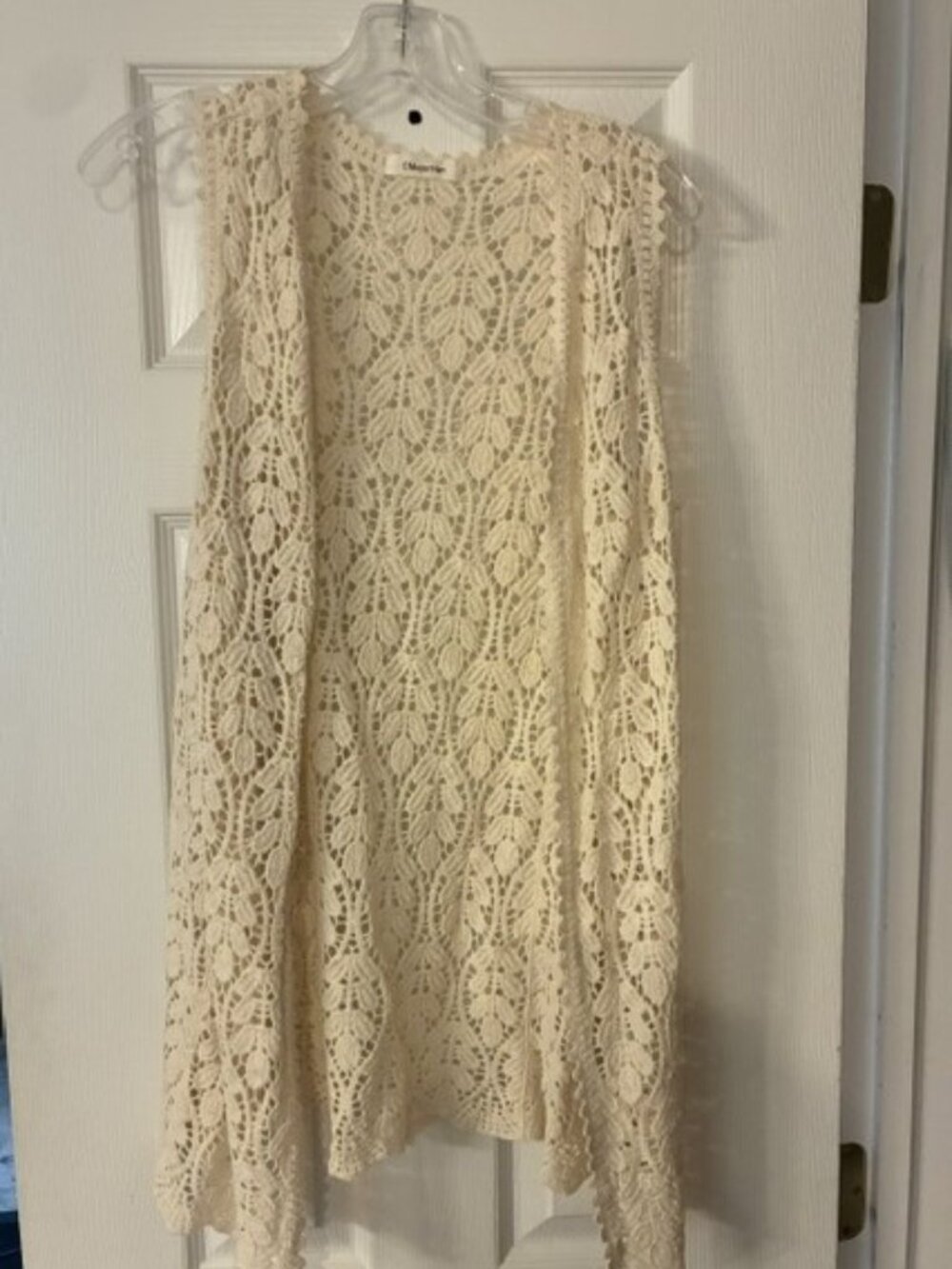 C Major Han Women's Ivory Cream Lace Crochet Sleeveless Vest One Size Boho